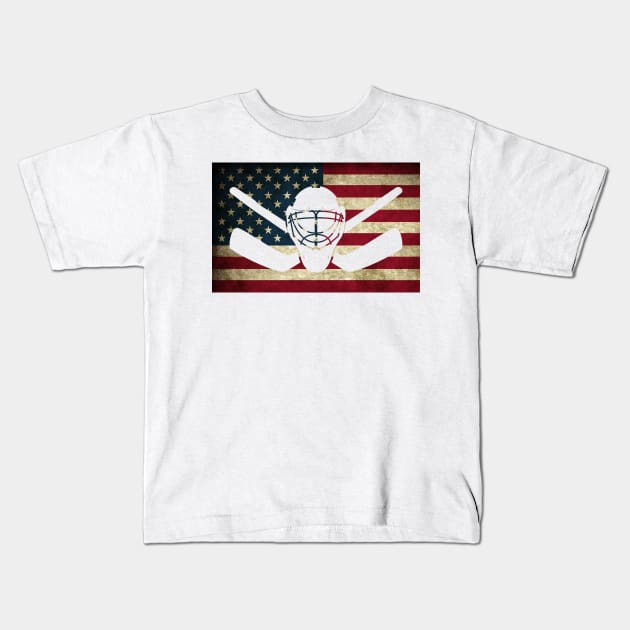 American Flag Hockey Goalie USA Ice Hockey Kids T-Shirt by theperfectpresents